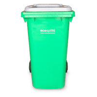 240L Wheelie Bin | 240L Fuel Oil Wheelie Bin | 240LG-W | Lime Green Bin with White Lid | Wheelie Bin for Hydrocarbon Spill Kits | Ecospill Brisbane Sydney Melbourne Perth Canberra Australia