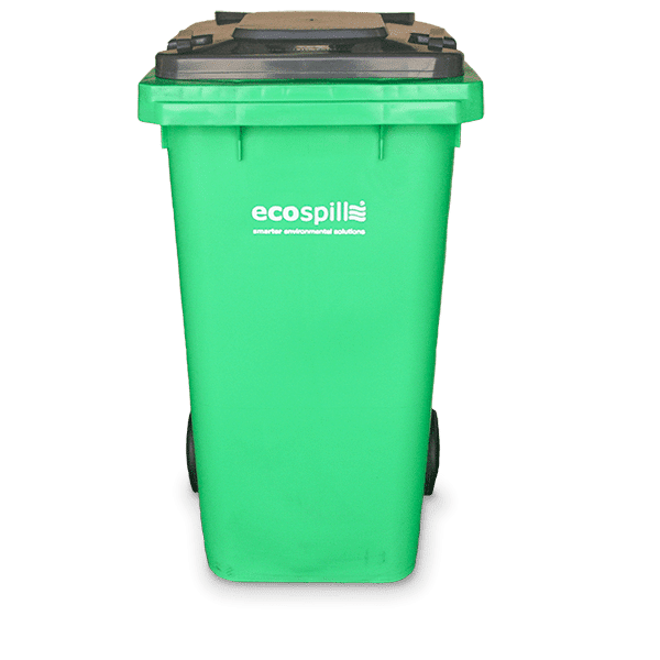 120L Wheelie Bin Lime Green with Gray Lid Ecospill Spill Kits