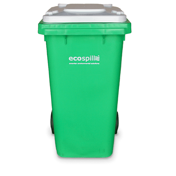 120L Wheelie Bin Lime Green with White Lid Ecospill