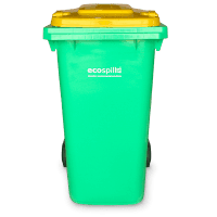 240L Wheelie Bin | 240L Hazchem Wheelie Bin | 240LG-Y | Lime Green Bin with Yellow Lid | Wheelie Bin for Chemical Spill Kits | Ecospill Brisbane Sydney Melbourne Perth Canberra Australia