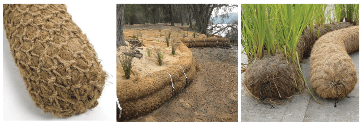 Coir Logs 200mm in Use in Riverbank Restoration