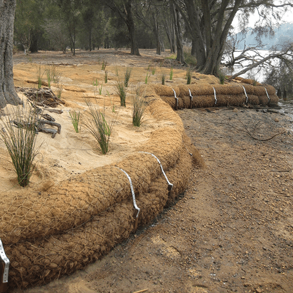 COIR200-3 COIR300-3 Coir Logs 200mm Coir Logs 300mm Ecospill Drain Bank Protection Revegetation Erosion Control